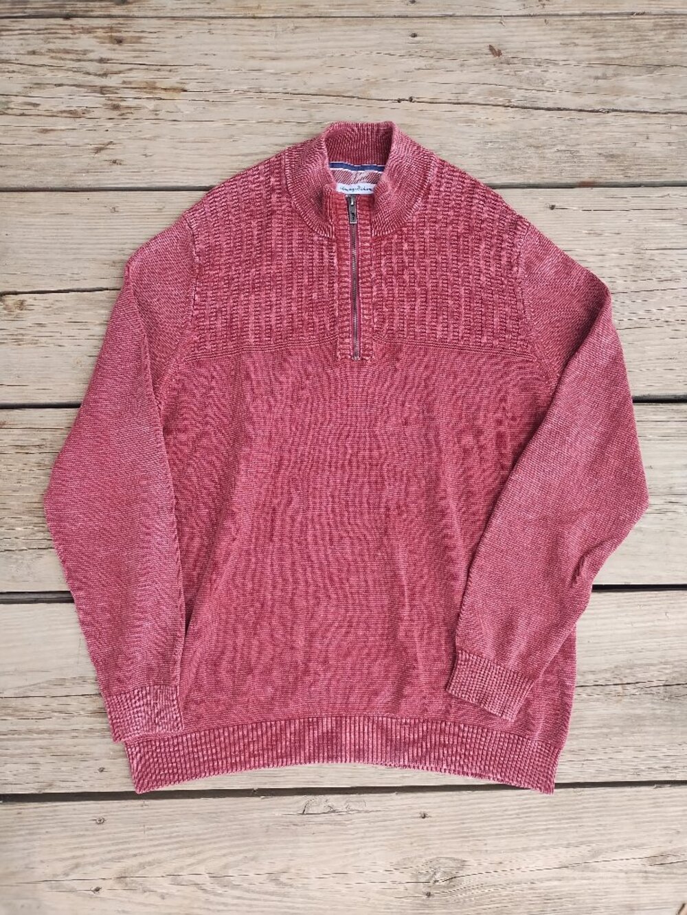 Tommy Bahama Sandzibar half zip sweater Mens XL in Cherry Stone